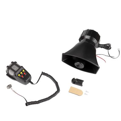 115 130db Super Loud 5 Tone Warning Alarm Siren Horn Speaker with Mic Made Of ABS For Most 12V Cars Durable Wear And Impact Low Power Consumption Long Service Life
