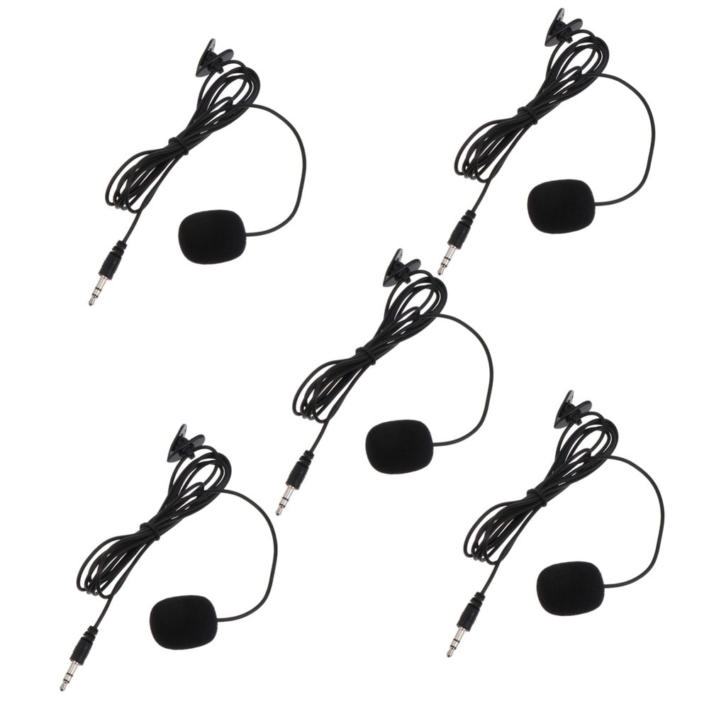 HANABASS 5PCS Professional Clip-on Microphone for Teaching Lectures Interviews Black Omnidirectional Lavalier Mic Clip for Phone and Camera