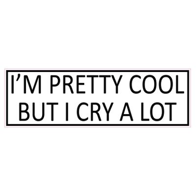 I'm Pretty Cool But I Cry Alot 2 Pack Permanent Funny Vinyl Sticker 0309 Laptop Decal, Water Bottles, Car Decal, Skateboards and More! (2)