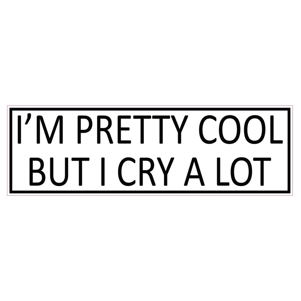 I'm Pretty Cool But I Cry Alot 2 Pack Permanent Funny Vinyl Sticker 0309 Laptop Decal, Water Bottles, Car Decal, Skateboards and More! (2)