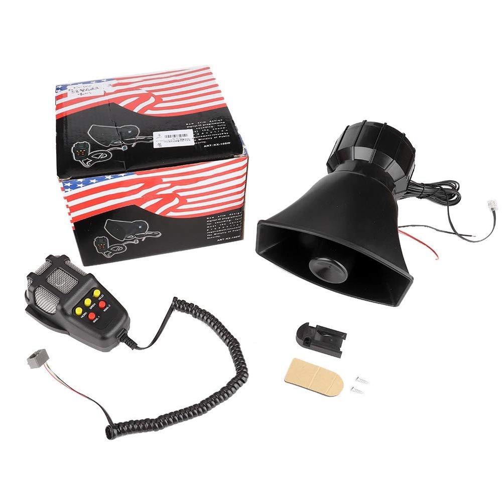 AYQEBNC Alarm Horn, Universal 115-130db Super Loud Car 5 Tone Warning Alarm Siren Horn Speaker with Mic