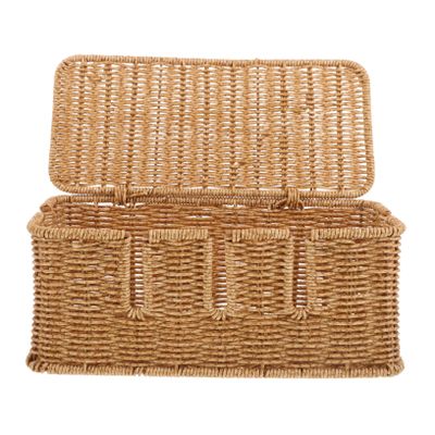 Cabilock Cable Storage Organizer Box Decorative Imitation Rattan Cord Hider Desk Cord Organizer