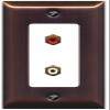 RiteAV 2 Port RCA (Red-White) Wall Plate - 1 Gang Decorative [Brushed-Copper/White] view 1