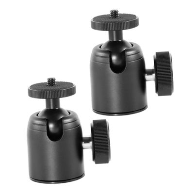 Happyyami 360 Degree Rotating Metal Camera Ball Head Adapter 1/4 3/8 Inch Screw Mount for Tripods Compatible DSLR Projectors and Mic Accessories 2PCS Black