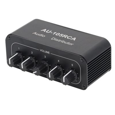 Bi Directional Audio Switcher, 5 Way Stereo Audio Switch Splitter, Easy to Use for Multimedia Conference Room, Aluminum Alloy Housing, Beautiful Sound Quality