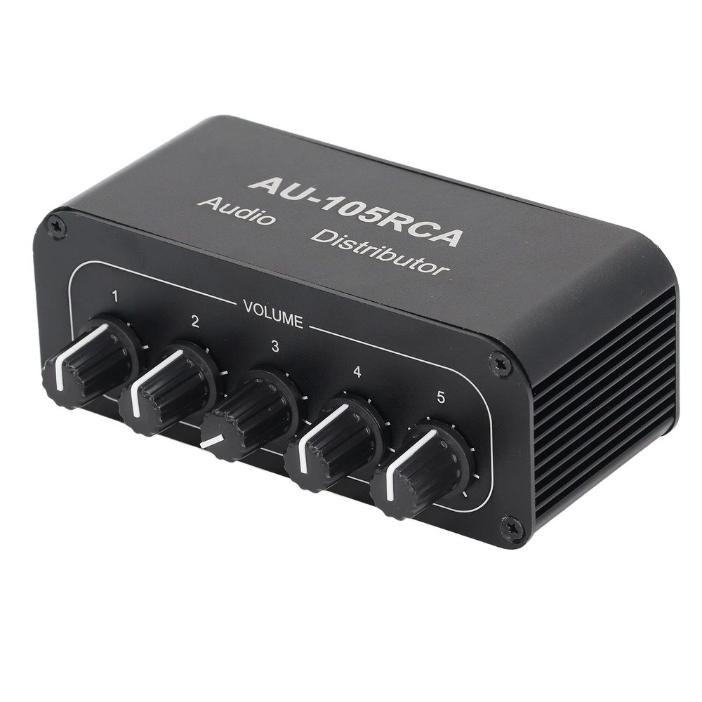 Bi Directional Audio Switcher, 5 Way Stereo Audio Switch Splitter, Easy to Use for Multimedia Conference Room, Aluminum Alloy Housing, Beautiful Sound Quality