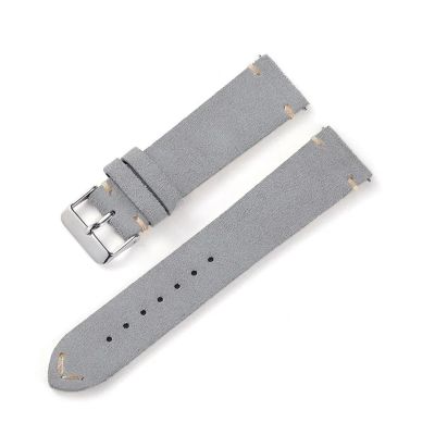 HMFang Watch Leather Bracelet 18mm 20mm 22mm Wristband Watch Accessories Calfskin Suede Watch Strap Men Women(Gray Blue_22mm)