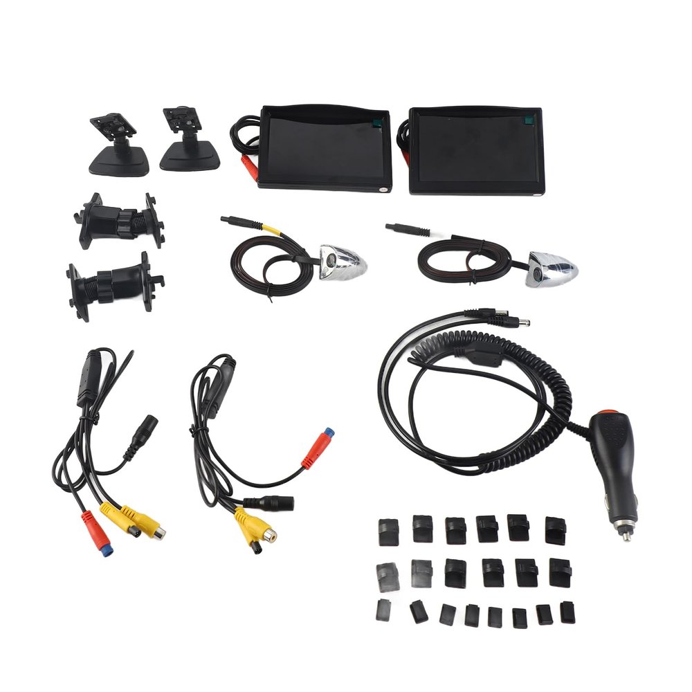 Torvex Side View Camera Kit, 5inch TFT LCD Monitor Backup Camera System Compatible with Car Bus Truck DC12V24V, Blind Spot Monitoring Camera
