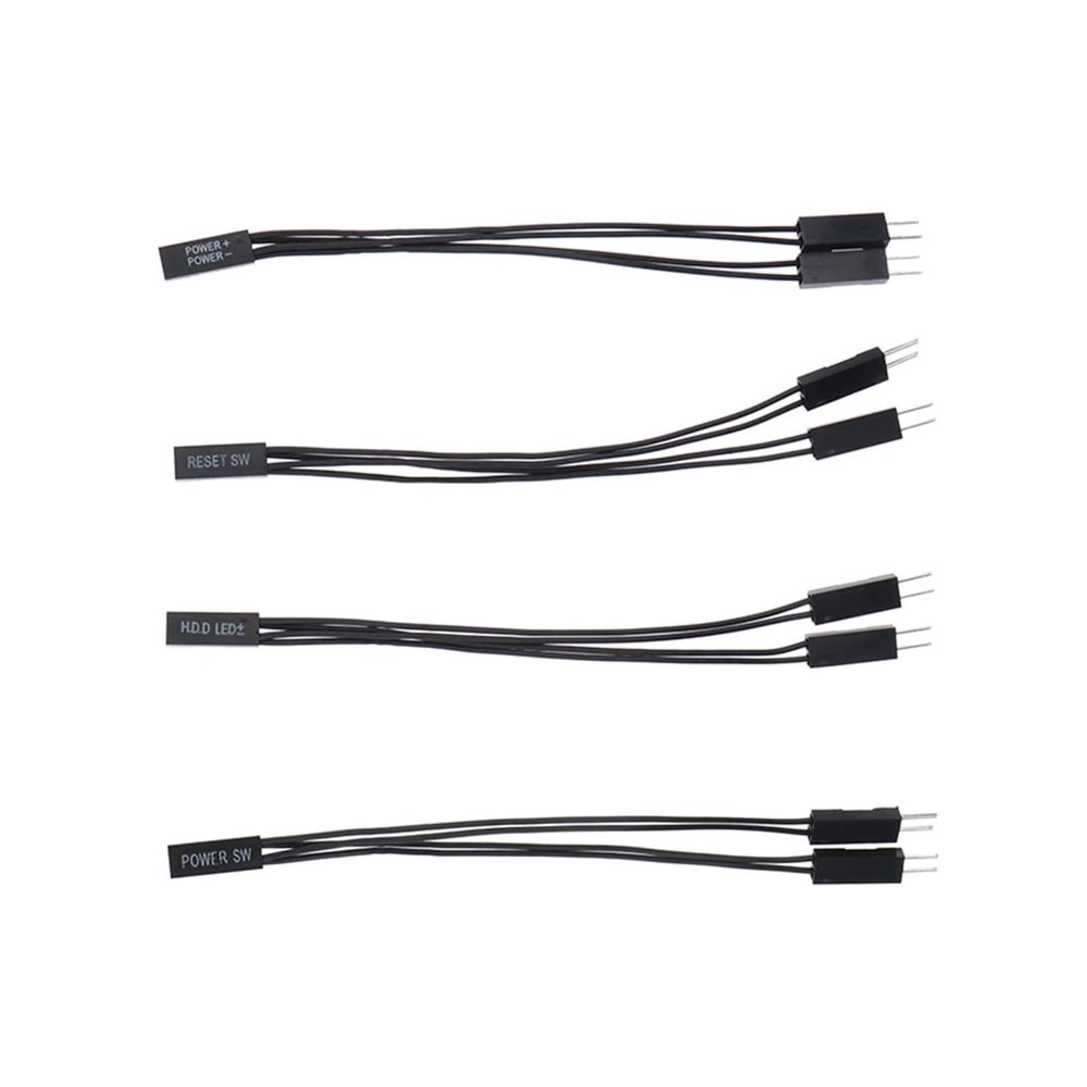 ACGTUY 10cm Motherboard Switch Power SW/Reset SW/HDD L*/ED/Power L*/ED 1 to 2 Double Adapter Cable 1 Female to 2 Male Splitter 2 Pins(Power LED)