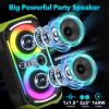 TYOTY Bluetooth Speaker 160W Loud Wireless Outdoor Portable Big Powerful Deep Bass Sound TWS Large Home Party Speakers with Subwoofer LED Lights view 3