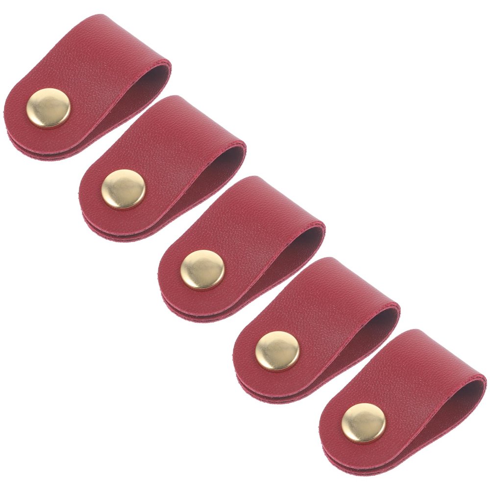 Angoily 5pcs Artificial Leather Cable Organizer Straps Sturdy Cord Fixing Ties for Household and Office Use Adjustable Wire Wrap Management Practical Cable Winder