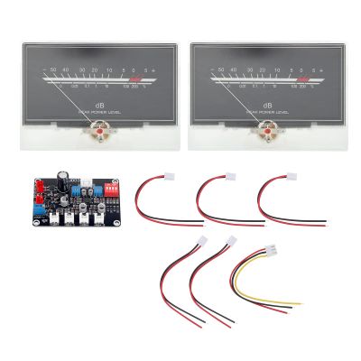 Analog VU Meter Set, Dual Pointer Audio Level Display with Driver Board Adjustable Backlight Sensitivity for Home Audio Car Audio ABS White 2 Pack
