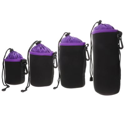 HOMOBABE 4pcs Camera Lens Bags Durable Drawstring Lens Pouches for Storage Protection Various for Photography Accessories Flexible Shockproof Design