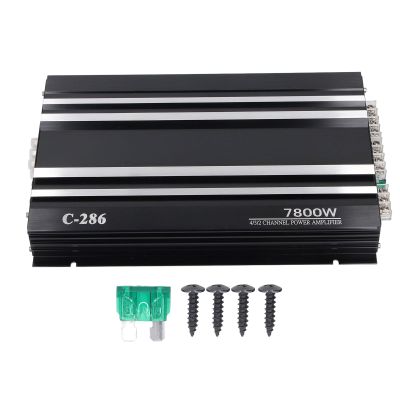 Car Amplifier 7800W Class AB 4 Channels for Stereo Upgrade, DC 12V Compatible, Aluminum Alloy Casing with Bass for Truck Boat UTV Motorcycle
