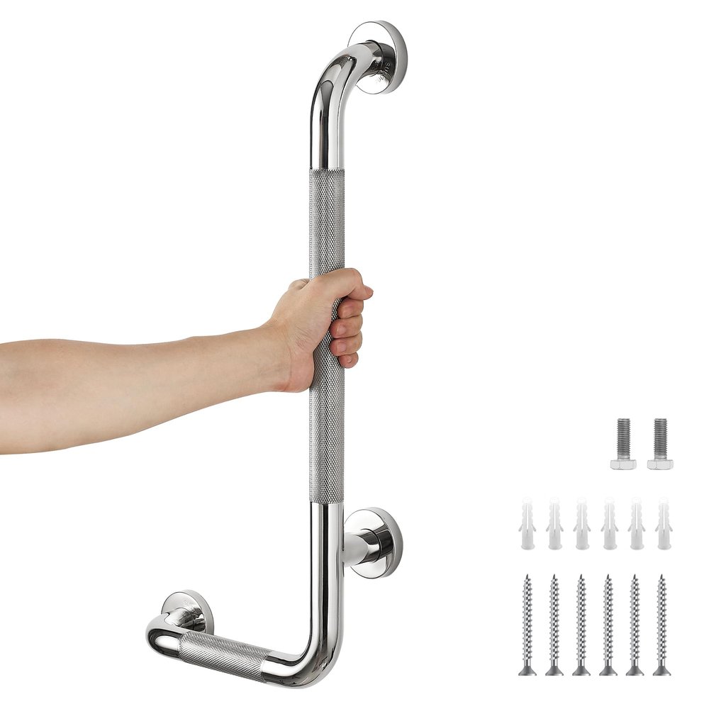 L-Shaped Grab Bars for Shower, 1 Pack, 24 x 12 Inch Stainless Steel, Left