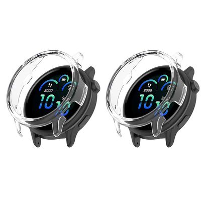 2 Pack Case Compatible with Garmin Vivoactive 6, Hard Bumper Case, Shockproof Protective Cover, without Screen Protector (Clear/Clear)