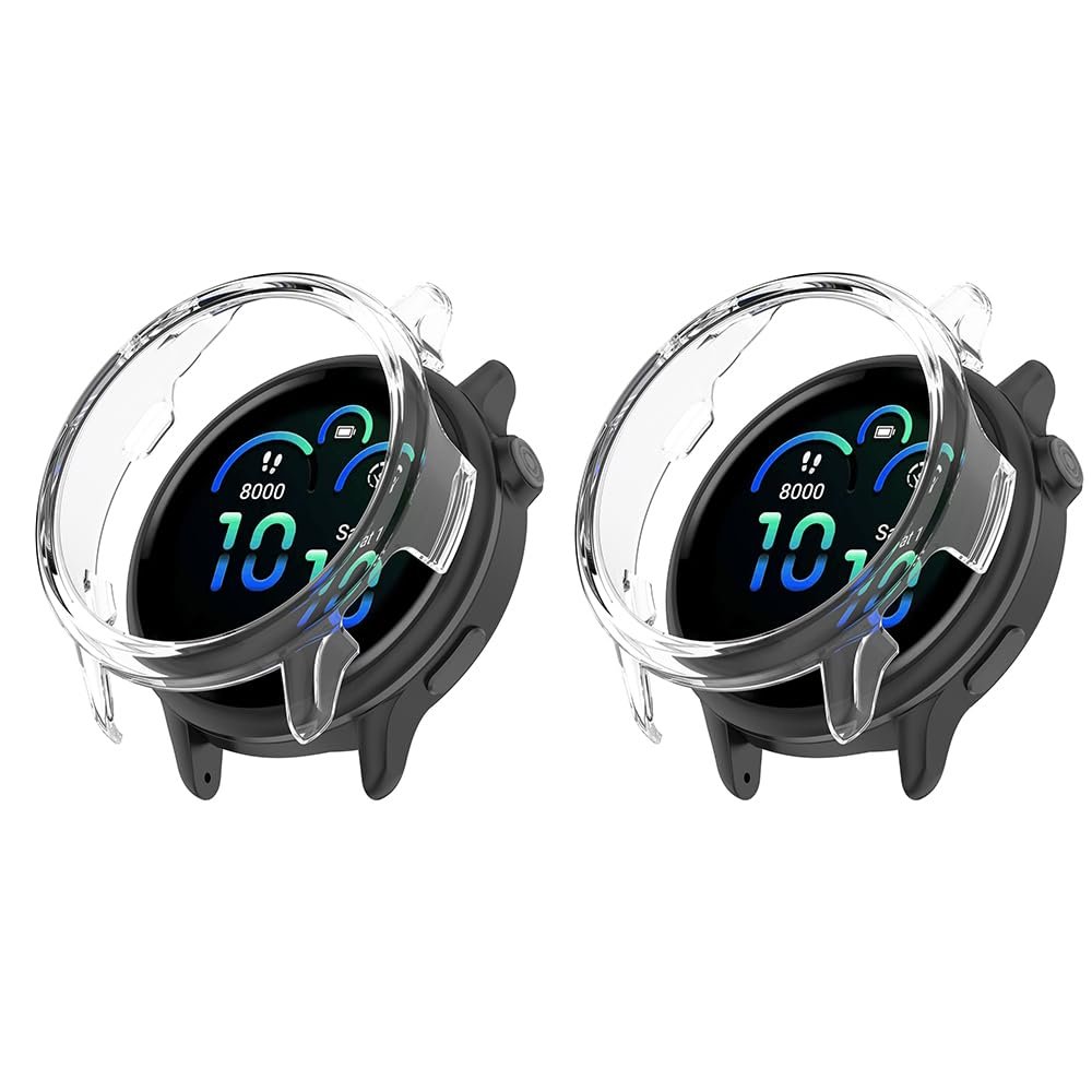 2 Pack Case Compatible with Garmin Vivoactive 6, Hard Bumper Case, Shockproof Protective Cover, without Screen Protector (Clear/Clear)