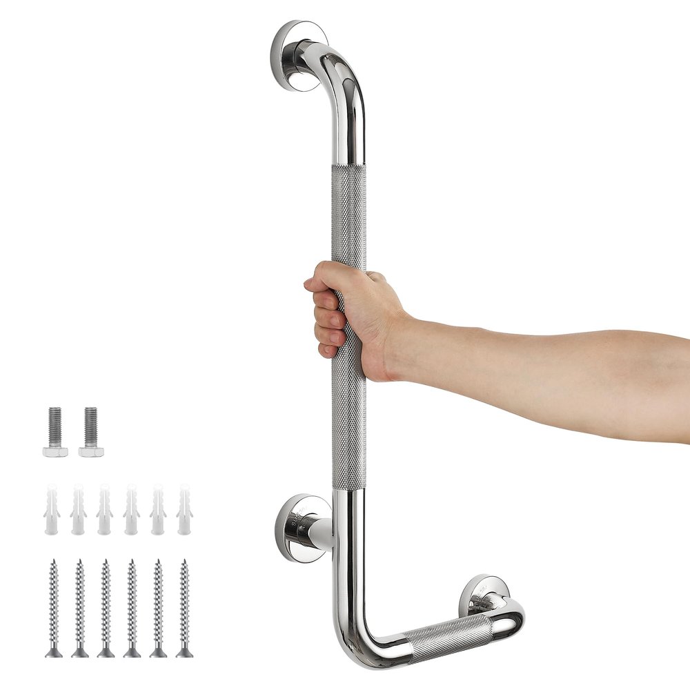 L-Shaped Grab Bars for Shower, 1 Pack, 24 x 12 Inch Stainless Steel, Right