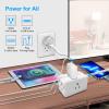 2 Pack Power Strip Surge Protector-3 Widely Spaced Outlets 4 USB Ports(2 USB C Port,PD 20W),1250W/10A with 5Ft Extension Cord, Power Strips with Surge Protection, Wall Mount for Home Office,White. view 2