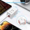 2 Pack Power Strip Surge Protector-3 Widely Spaced Outlets 4 USB Ports(2 USB C Port,PD 20W),1250W/10A with 5Ft Extension Cord, Power Strips with Surge Protection, Wall Mount for Home Office,White. view 4