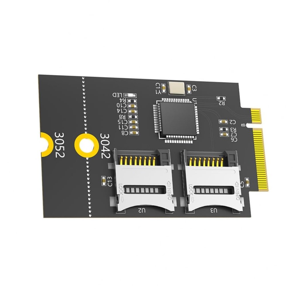 3042/3052 B Key USB Bus to Double Memory Card Flashing Reader Adapter Risers Card Key B WWAN Slot for Laptop