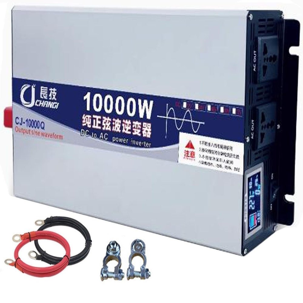 10000W Pure Sine Wave Inverter 12/24/48v DC to 120V 220V AC Converter for Home, RV, Truck, Off-Grid Solar Power Inverter with Built-in 5V/2.1A USB,2 AC Outlets(12Vto220V)