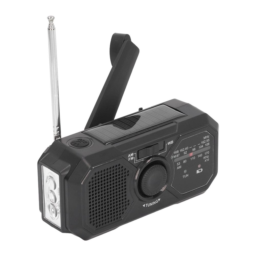 1200mAh Hand Crank Emergency Radio, Portable NOAA AM FM Weather Radio with SOS Alarm & Flashlight, 3 Ways Powered Alert Radios, Cell Phone Charger for Camping