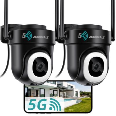 ZUMIMALL 2K Cameras for Home Security, 2.4G/5G WiFi Camera for 24/7 Recording | Motion & Noise Detection, Auto Tracking, Cloud & No-Monthly-Fee SD Storage | Works with Alexa Google - 2-Pack (Black)