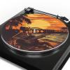 GLENLCWE Skull Turntable Mat Hawaii View Print, Skeleton Record Player Slip Mat,12 Inches Vinyl Record Slip Mats, LP Record Player Turntable Mats Decoration view 1