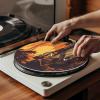 GLENLCWE Skull Turntable Mat Hawaii View Print, Skeleton Record Player Slip Mat,12 Inches Vinyl Record Slip Mats, LP Record Player Turntable Mats Decoration view 3