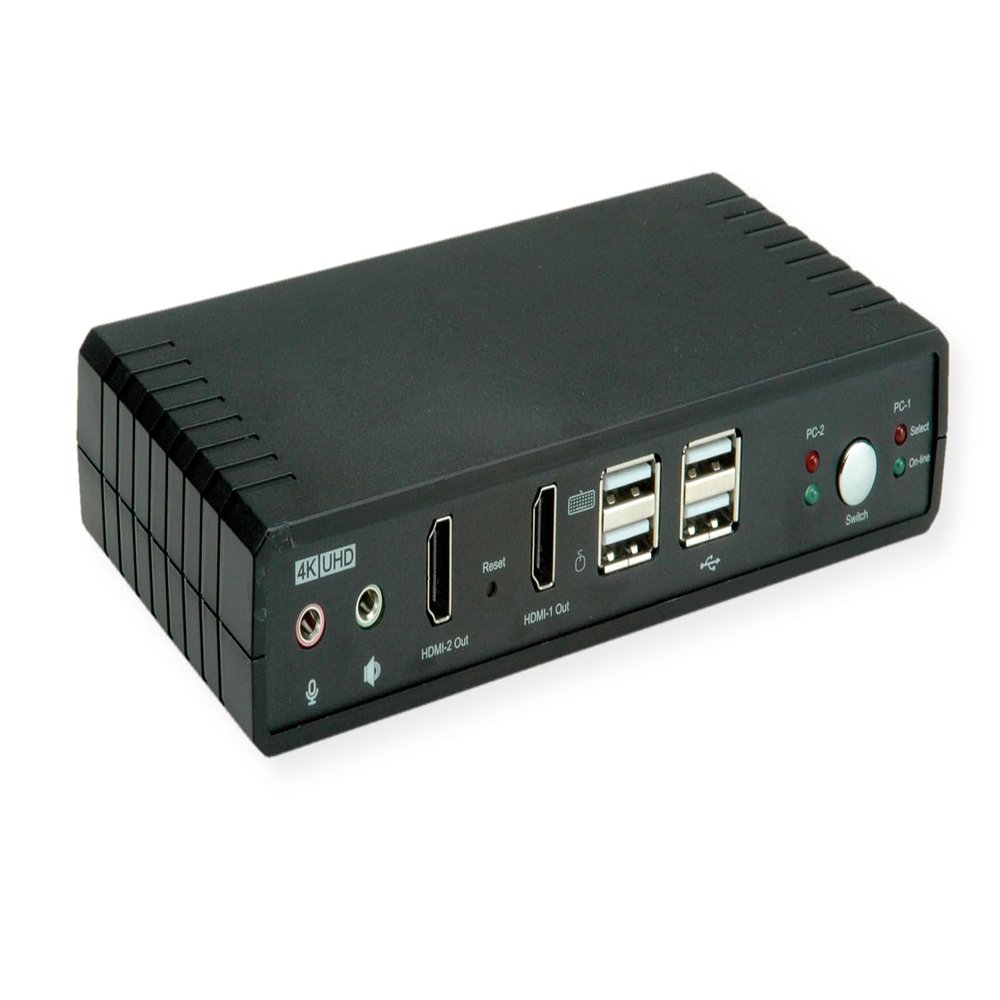 ROLINE KVM Audio Switch Dual Head HDMI 4K60, 1 User - 2 PC