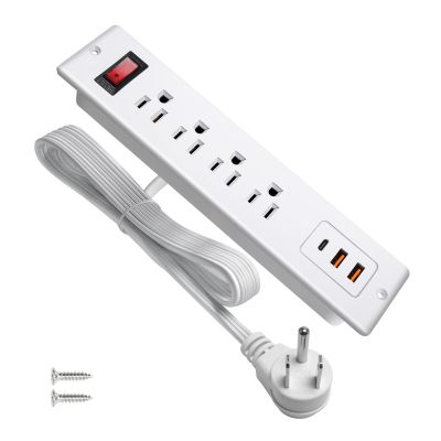 20W PD USB C Recessed Power Strip Desktop Power Socket 4 Outlets 3 USB (PD20W&QC18W) Mountable Flat Plug Charging Station for Countertop Cabinet Desk ETL Listed