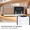 MONODEAL Alarm Clock Radio with Fast Wireless Charging,Support Bluetooth 5.3/FM Radio/USB Port/TF Card/Aux in,8W Stereo Sound Speaker,Snooze,Hands-Free Calling,Dimmable Clock Radios for Bedroom view 2