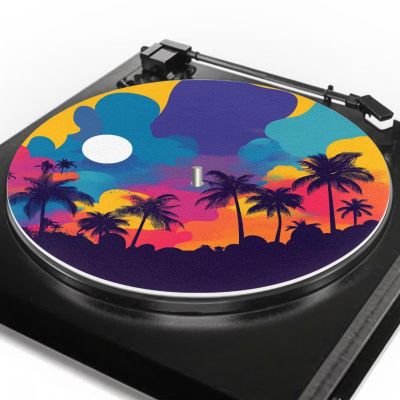GLENLCWE Hawaii Turntable Platter Mat 12 Inch, Vinyl Platter Anti Static Slipmat Rubber Phonograph LP Vinyl Record Player Turntable Mat Painting Print
