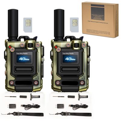 4G LTE PoC Radio 2-Pack, Global Unlimited Range Walkie Talkies 5000+ Miles, Nationwide Long Distance Two-Way Radios with Built-in SIM Card, 12-Month Data Plan Included for Truck Fleet & Construction