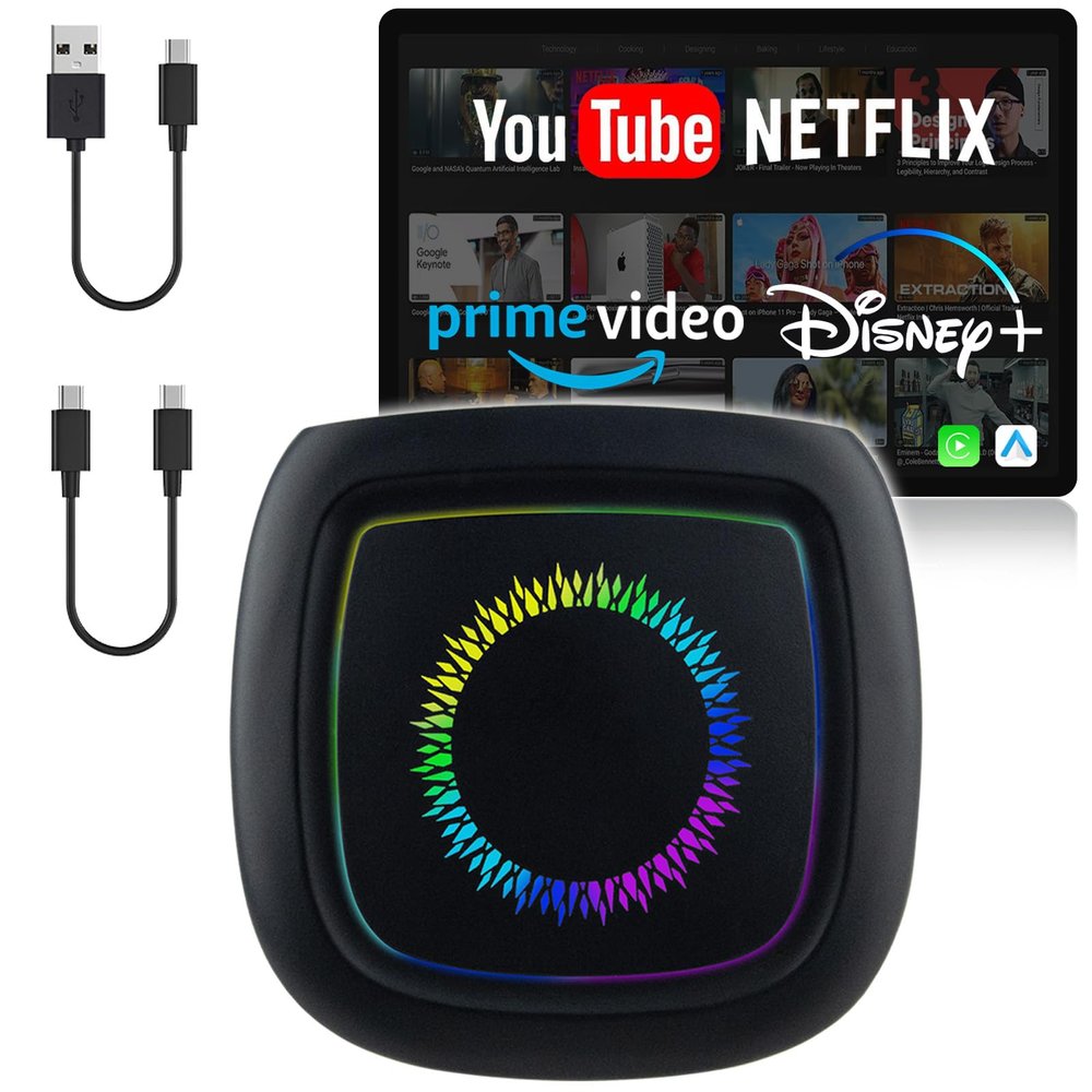 Magic Box 3.0  2026 Upgrade, Qualcomm Snapdragon Multi-Core, Support Netflix/YouTube/Dinsey+/Prime Video/256G TF Card etc., Streaming Video Box with Wireless CarPlay & Android Auto Adapter