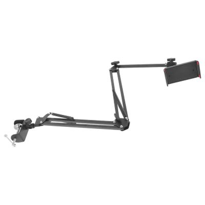 LALAFINA Metal Folding Arm Phone and Tablet Stand Adjustable Desktop Holder for Streaming Compatible Black