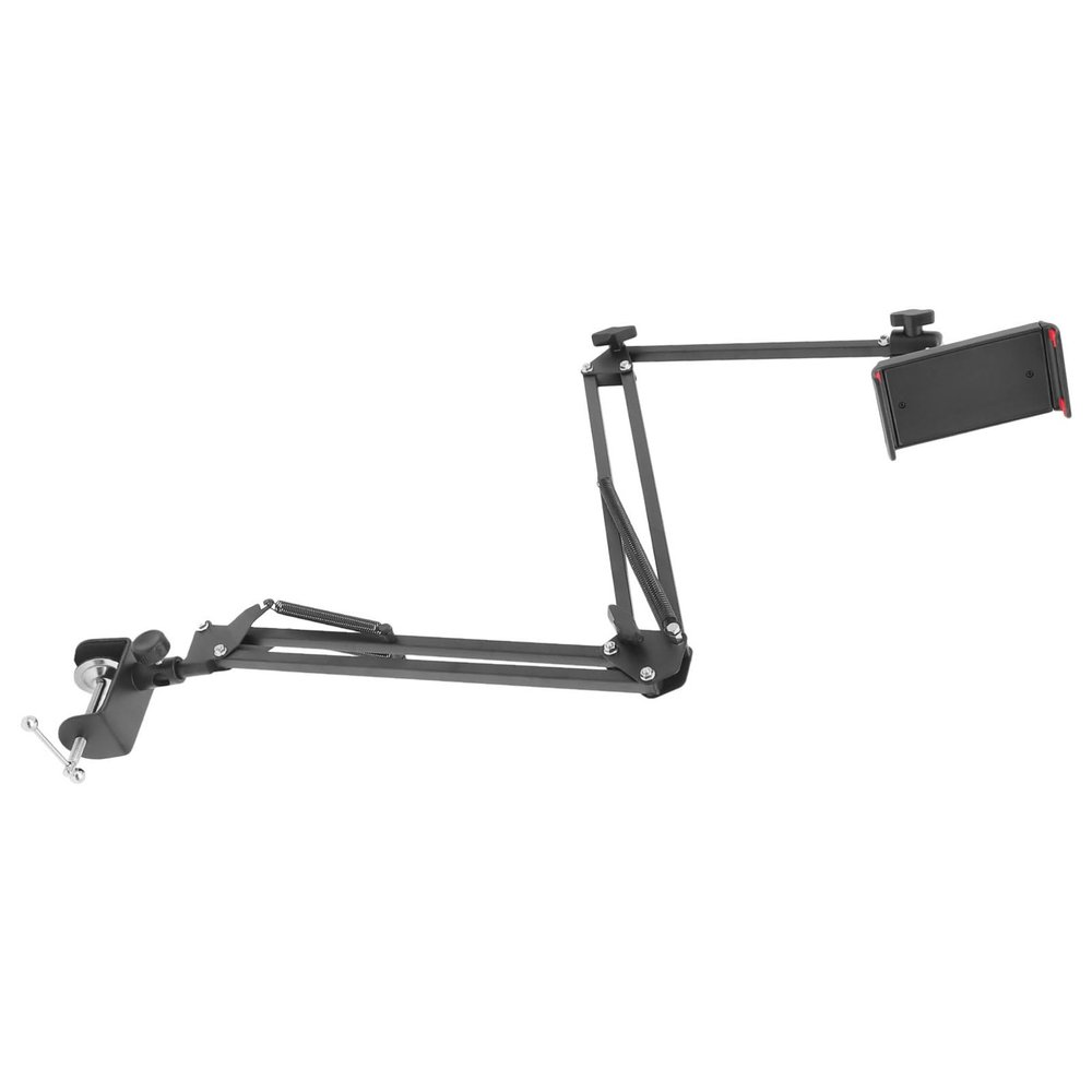 LALAFINA Metal Folding Arm Phone and Tablet Stand Adjustable Desktop Holder for Streaming Compatible Black