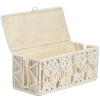 VinneGenzz Cable Management Box Handmade Macrame Cord Storage Organizer Power Strips Outlet Router Adapter TV Wire Hider Cover Under Desk Natural Cotton Rope Woven Boxes with Lid (Off White, Medium) view 1