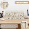 VinneGenzz Cable Management Box Handmade Macrame Cord Storage Organizer Power Strips Outlet Router Adapter TV Wire Hider Cover Under Desk Natural Cotton Rope Woven Boxes with Lid (Off White, Medium) view 2