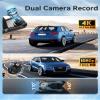 12'' Rearview Mirror Camera with CarPlay&Andorid Auto,4K Mirror Dash Cam Front and Rear Backup Camera with Reverse Assist/Loop Record/G Sensor/Voice Control&Split Touch Screen,64GB Card Included view 2
