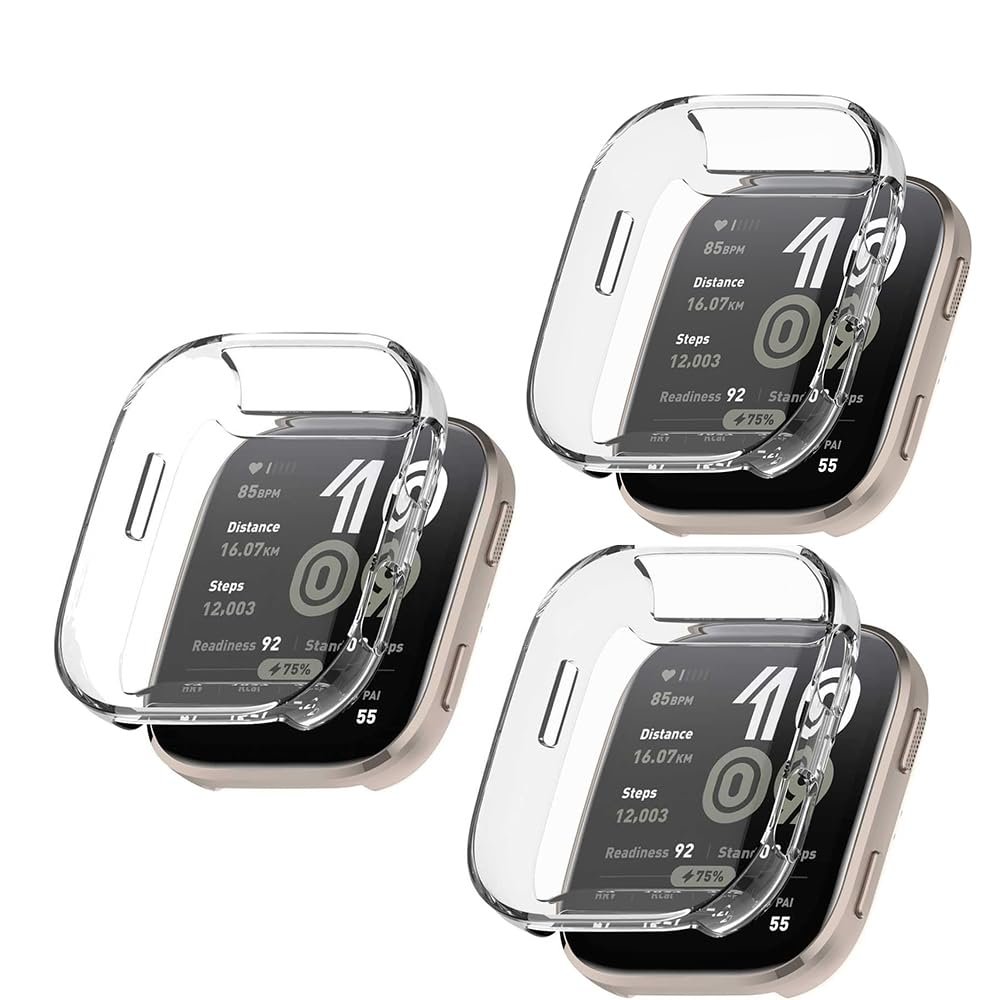 3 Pack Cases for Amazfit Bip 6 with Screen Protector, Flexible TPU Shockproof Scratch Proof Cover Case for Amazfit Bip 6 (Clear/Clear/Clear)