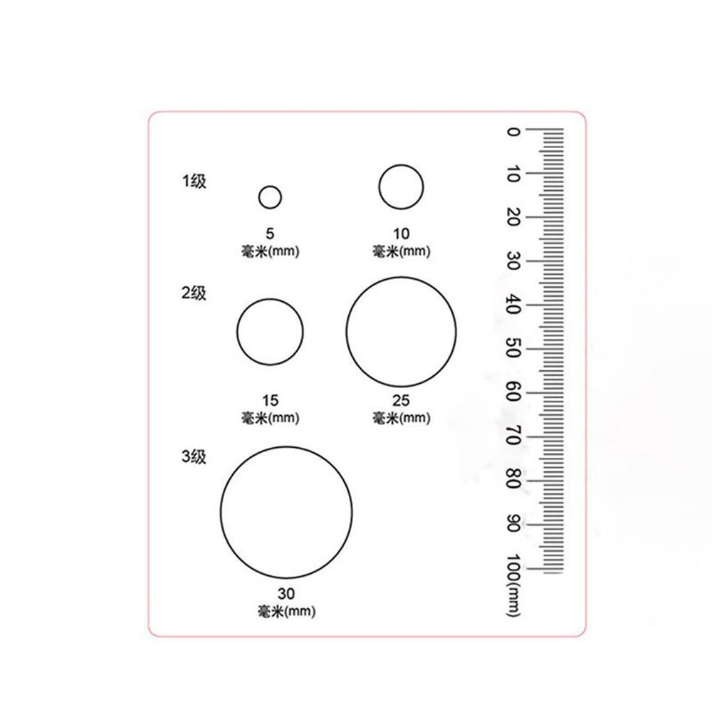 Microscope Kit PET Circle Diameter Film Ruler Level 3 Comparison Card Defect Inspection Area Gauge with Electrostatic Protective Film Microscope Lens Adapters