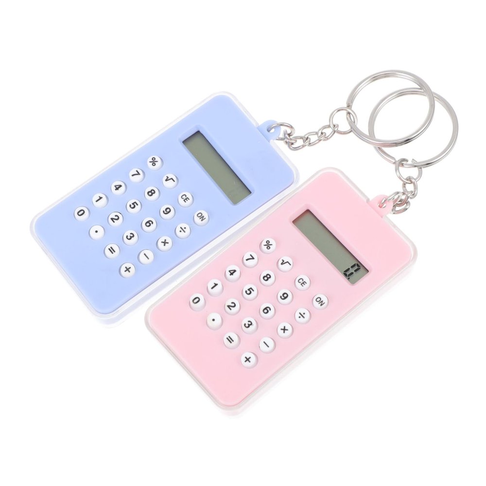 OSOLADY Creative Calculator Key Chain Pendant 2pcs Fun Office Stress Relief Keyring for Students Practical Bag Pendant Decoration