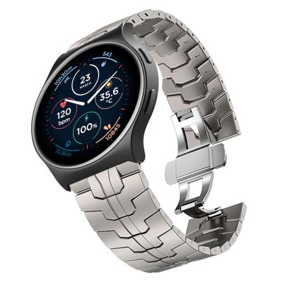 Compatible with Moto Watch 120 Bands, 20mm, 22mm New Quick Release Stainless Steel Band Metal Strap with Folding Clasp Replacement Straps Compatible with Moto 120, 70, 100, 360 3rd Gen 2020 Smartwatch (Titamium, 22mm size band)