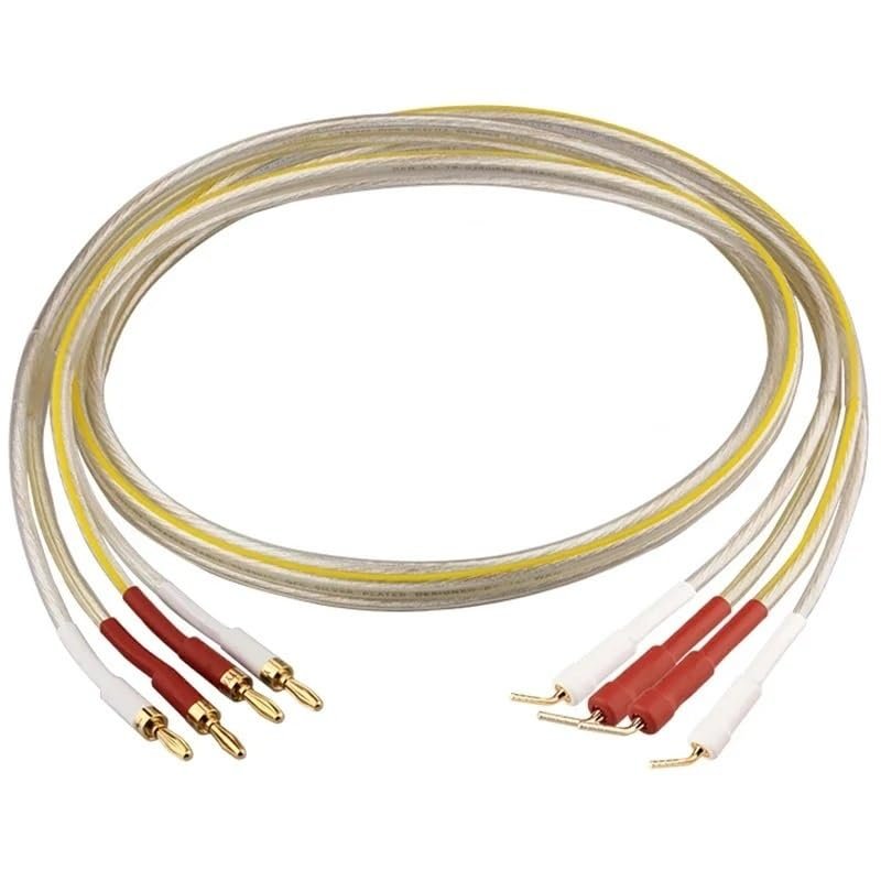 INRLEWGB Silver Plated Speaker Cable Y-Type Plug Banana Plug Speaker Cable(A Pair-Banana to pin,8m)