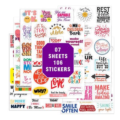 106 Motivational Vinyl Stickers Inspirational Waterproof Decals for Water Bottles, Laptops, Journals Back to School & Christmas Gift for Teens, Teachers, Students