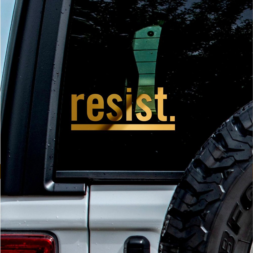 (2 Pcs Metallic Gold 14'' x 5.8'') - No Background - Waterproof of Lowercase Resist. Anti Trump no Stop President Sticker Decal for Laptops, Water Bottles, Cars, Trucks, Wall Ideal G - 925VER1h68916GO
