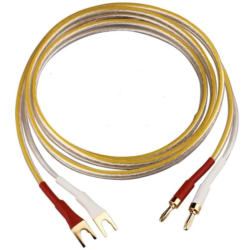 INRLEWGB Silver Plated Speaker Cable Y-Type Plug Banana Plug Speaker Cable(1pcs-Banana to Y,3000mm)
