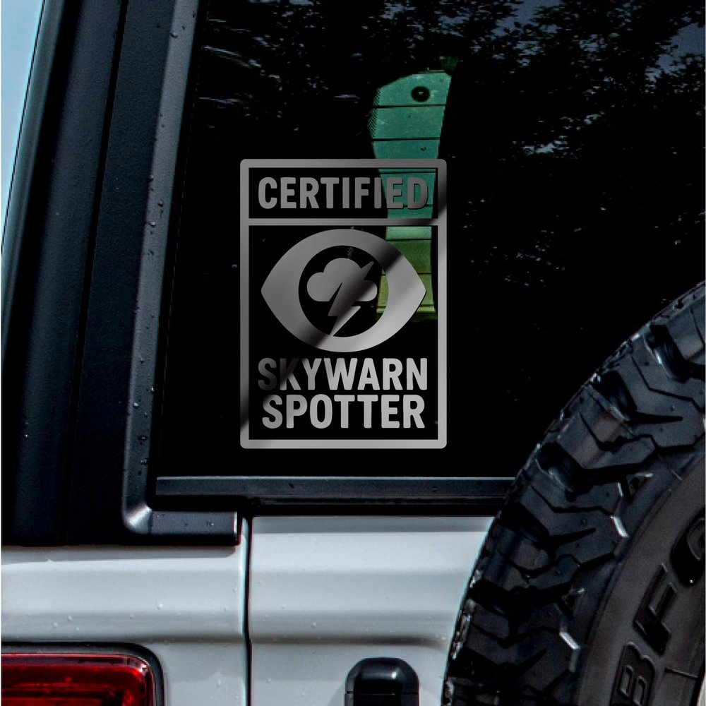 No Background - Waterproof Car Sticker Decal of Spotter Tornado for Laptops, Water Bottles, Cars, Trucks, Wall Ideal Gift (2 Pcs Metallic Silver 4.8'' x 6.7'') |h69632SI